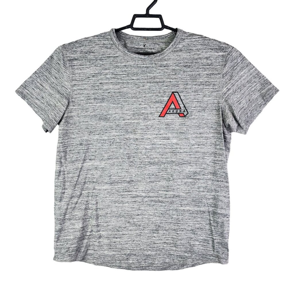 Mens Gray American Eagle Outfitters Flex Shirt Short Sleeve Crw Neck Size L